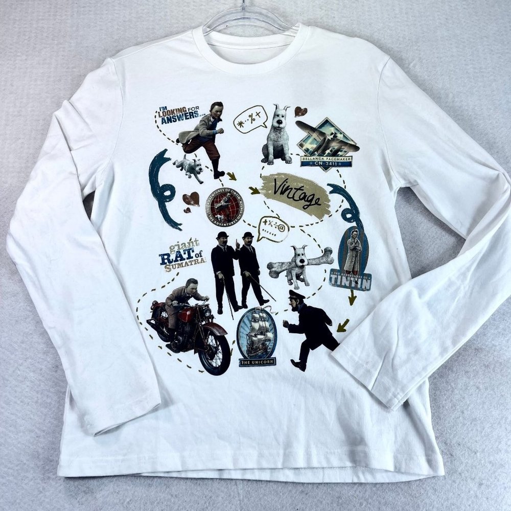 NWT THE ADVENTURES OF TINTIN Unisex M Paramount 2011 Soft Rare Movie Dog Snowy